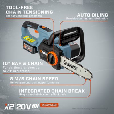 Image showing 5 th Senix 20V Chainsaw - with 2.5Ah Battery & Charger