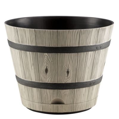 Image showing  Plastic Whiskey Barrel Planter, Brown, 12.7 in.