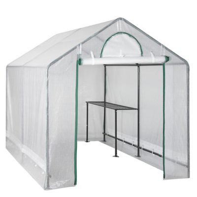 GroundWork 6 x 8 ft. Transparent Heavy-Duty Greenhouse with Shelf