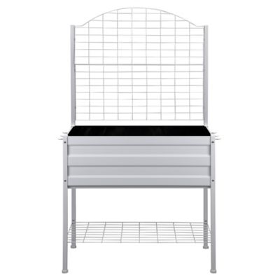 GroundWork Steel Planter with Trellis, White