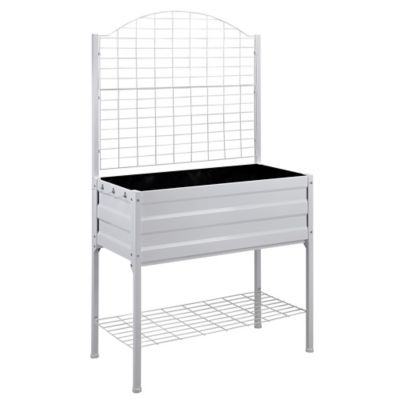 Image showing  Steel Planter with Trellis, White