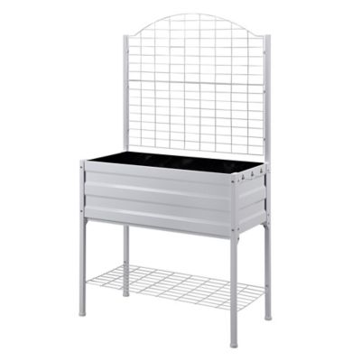 Image showing  Steel Planter with Trellis, White
