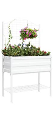 Image showing  Steel Planter with Trellis, White