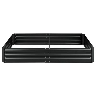GroundWork 6 x 3 ft. Black Galvanized Steel Planter