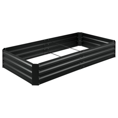 Image showing  6 x 3ft. Black Galvanized Steel Planter