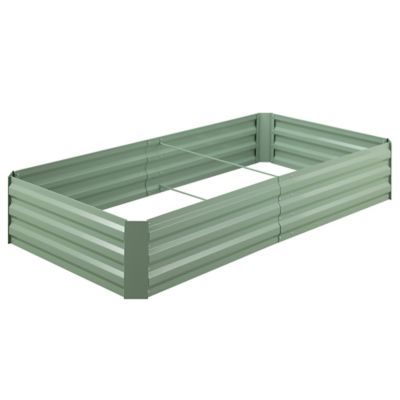 GroundWork 6 x 3 ft. Green Galvanized Steel Planter