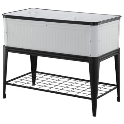 GroundWork Vintage Metal Planter, 40 in., Black/White