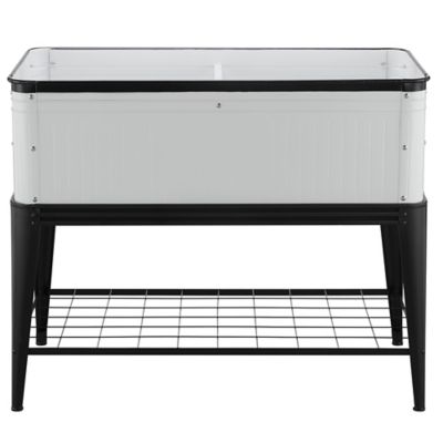 Image showing  Vintage Metal Planter, 40 in., Black/White