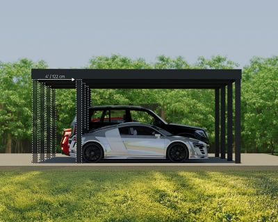 Image showing  Oslo 20 ft. x 20 ft. Carport, Black/Gray