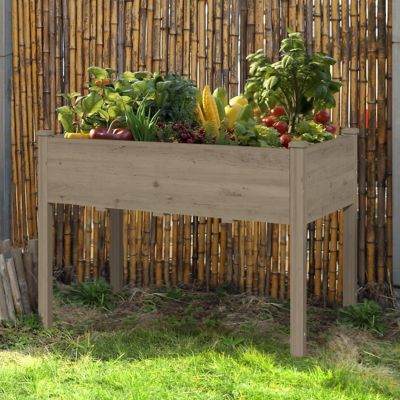 Veikous Cedar Raised Garden Bed Elevated Planter Box with Liner for Outdoor, PG0102-01BNA
