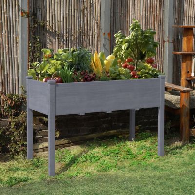 Veikous Cedar Raised Garden Bed Elevated Planter Box with Liner for Outdoor, PG0102-01GYA