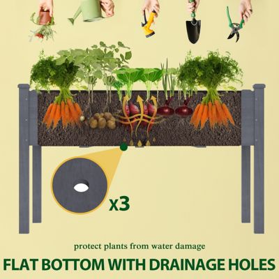 Image showing  47 x 23 x 30in. Gray Cedar Raised Garden Bed with Liner