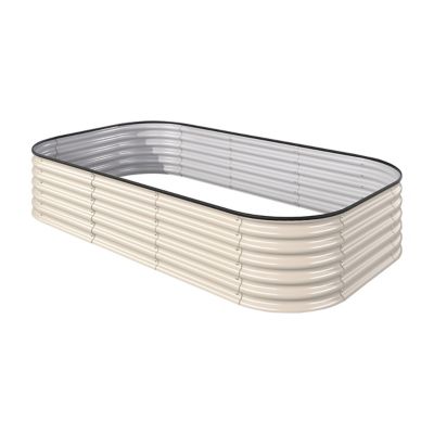 Veikous Ivory White Galvanized Steel Raised Garden Bed 9-in-1 Planter Box Outdoor, 96 x 24 x 17in.