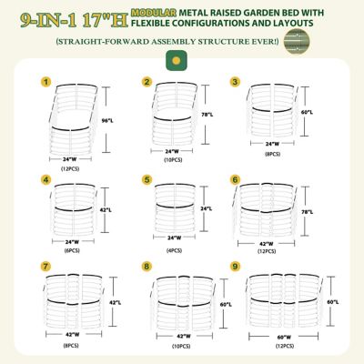 Image showing  9-in-1 Modular Galvanized Steel Raised Garden Bed Kit, PG0102-07B6