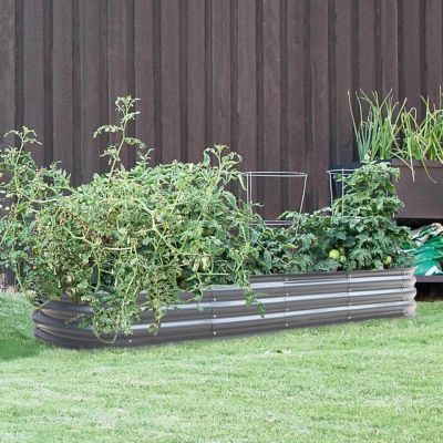 Veikous 8 x 2 x 1ft. 9 in 1 Modular Galvanized Steel Raised Garden Bed Planter Box, Gray