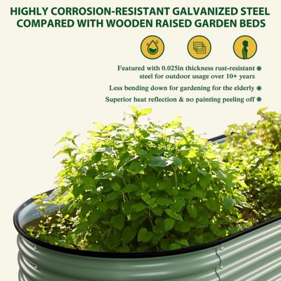 Image showing  Galvanized Steel Raised Garden Bed 9 in 1 Planter Box Outdoor, 96 x 24 x 23.1in., Olive Green