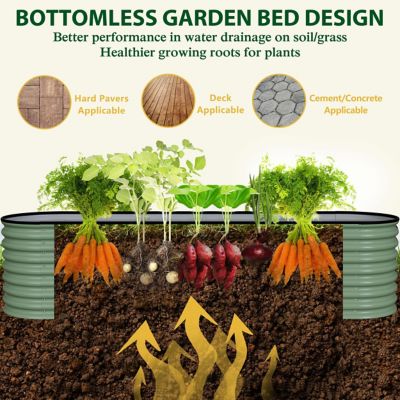 Image showing  Galvanized Steel Raised Garden Bed 9 in 1 Planter Box Outdoor, 96 x 24 x 23.1in., Olive Green