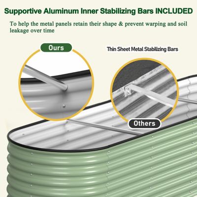 Image showing  Galvanized Steel Raised Garden Bed 9 in 1 Planter Box Outdoor, 96 x 24 x 23.1in., Olive Green