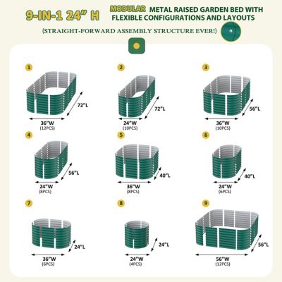 Image showing  6 x 3 x 2ft. Galvanized Steel Raised Garden Bed Planter Box for Outdoor, PG0102-13GR