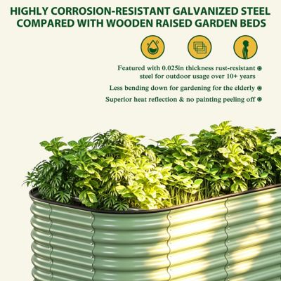 Image showing  6 x 3 x 2ft. Galvanized Steel Raised Garden Bed 9 in 1 Planter Box, Olive Green