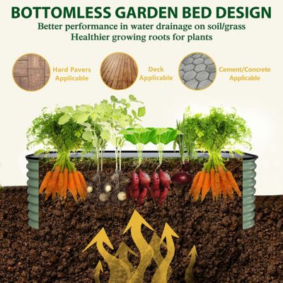 Image showing  6 x 3 x 2ft. Galvanized Steel Raised Garden Bed 9 in 1 Planter Box, Olive Green
