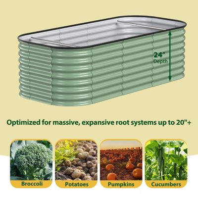 Image showing  6 x 3 x 2ft. Galvanized Steel Raised Garden Bed 9 in 1 Planter Box, Olive Green