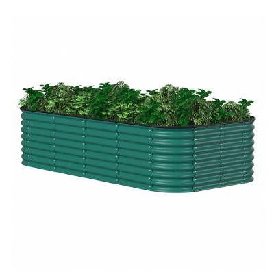 Image showing  8 ft. x 4 ft. x 2 ft. Galvanized Steel Raised Garden Bed Planter Box Outdoor, Green