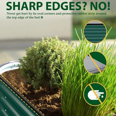 Image showing  8 ft. x 4 ft. x 2 ft. Galvanized Steel Raised Garden Bed Planter Box Outdoor, Green