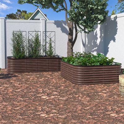 Veikous 24 in. H Galvanized Garden Bed Large Planter Box Outdoor, Pearl White