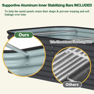Image showing 4 th Veikous Dark Gray Galvanized Steel Raised Garden Bed Many-in-1 Planter Box Outdoor, 96 x 48 x 24in.