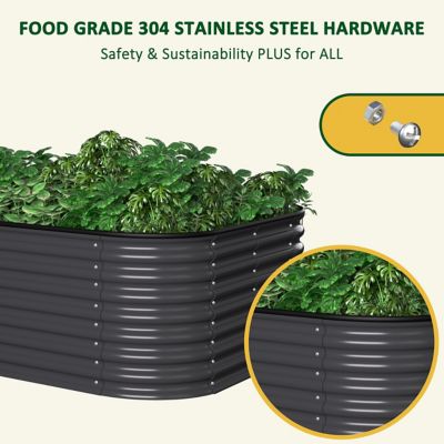 Image showing 5 th Veikous Dark Gray Galvanized Steel Raised Garden Bed Many-in-1 Planter Box Outdoor, 96 x 48 x 24in.