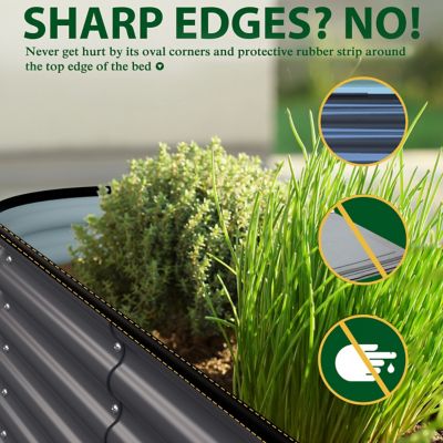 Image showing 6 th Veikous Dark Gray Galvanized Steel Raised Garden Bed Many-in-1 Planter Box Outdoor, 96 x 48 x 24in.