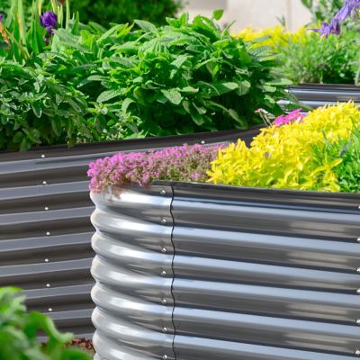 Image showing 7 th Veikous Dark Gray Galvanized Steel Raised Garden Bed Many-in-1 Planter Box Outdoor, 96 x 48 x 24in.