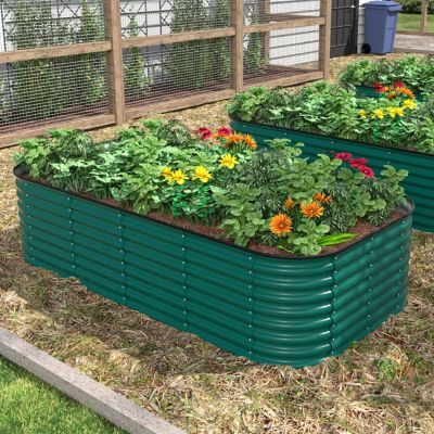 Veikous Galvanized Garden Bed Large Planter Box for Outdoor, Green