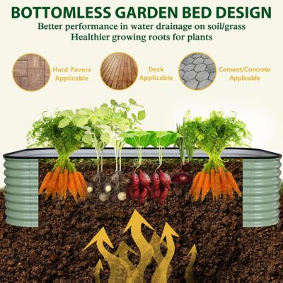Image showing  Olive Green Galvanized Steel Raised Garden Bed Many-in-1 Planter Box Outdoor, 96 x 48 x 24in.