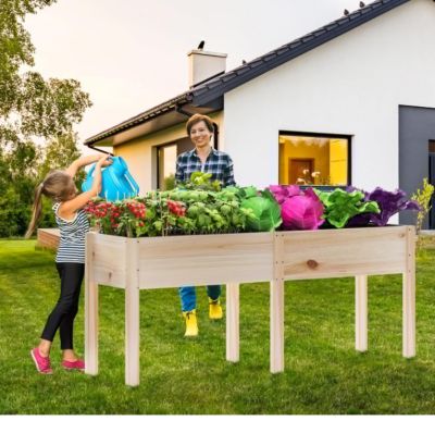 Veikous Raised Garden Bed Elevated Wood Planter Box Stand for Backyard, PG0102-LNW