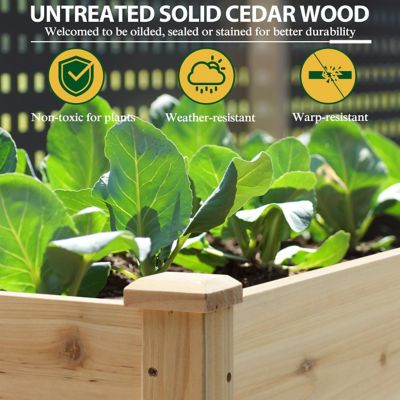 Image showing  72 W x 23 L x 30 H in. Cedar Wood Raised Garden Bed Elevated Planter Box with 2 Planting Areas, Natural