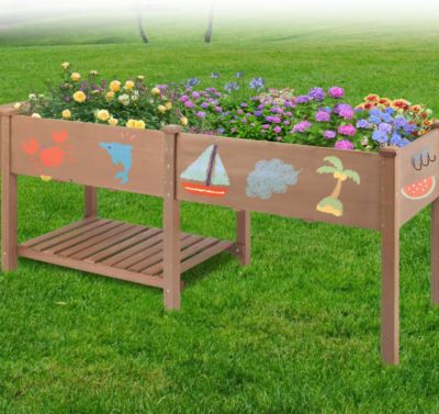 Veikous Raised Garden Bed Elevated Wood Planter Box Stand for Patio, PG0102-LMRT