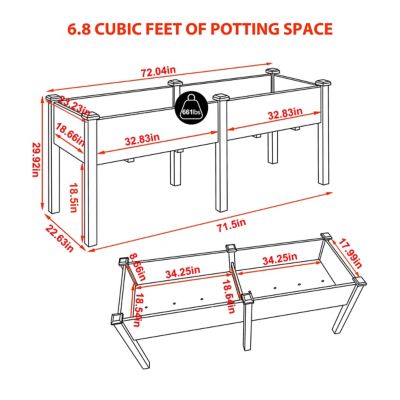 Image showing  Raised Garden Bed Elevated Wood Planter Box Stand for Patio, PG0102-LMRT