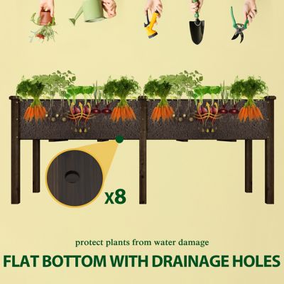 Image showing  Raised Garden Bed Elevated Wood Planter Box Stand for Patio, PG0102-LMRT