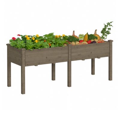 Image showing  72 W x 23 L x 30 H in. Cedar Wood Raised Garden Bed Elevated Planter Box with 2 Planting Areas, Brown