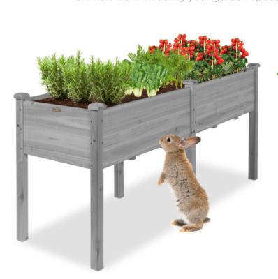 Veikous Raised Garden Bed Elevated Wood Planter Box Stand for Patio, PG0102-LMGY