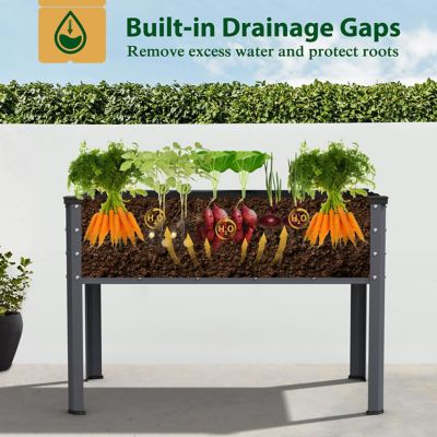 Image showing  48 x 24 x 32 in. Gray Galvanized Steel Raised Garden Bed with Liner and Drainage Function