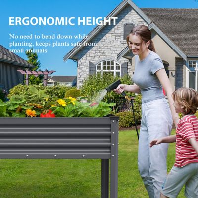 Image showing 5 th Veikous 48 x 24 x 32in. Gray Galvanized Steel Raised Garden Bed with Liner and Drainage Function