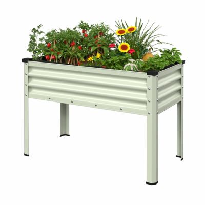 Veikous 48 x 24 x 32 in. Beige Galvanized Steel Raised Garden Bed with Liner and Drainage Function