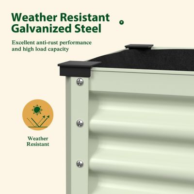 Image showing  48 x 24 x 32 in. Galvanized Steel Raised Garden Bed with Liner and Drainage Function, Light Green