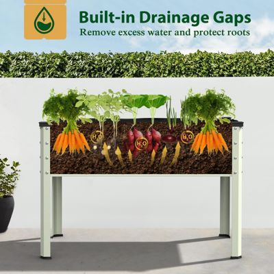 Image showing  48 x 24 x 32 in. Galvanized Steel Raised Garden Bed with Liner and Drainage Function, Light Green