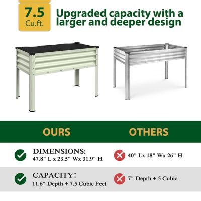 Image showing  48 x 24 x 32 in. Galvanized Steel Raised Garden Bed with Liner and Drainage Function, Light Green