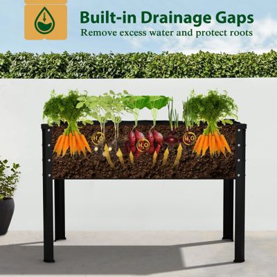 Image showing  48 L x 24 W x 32 H in. Carbonized Galvanized Steel Raised Garden Bed with Liner and Drainage Function