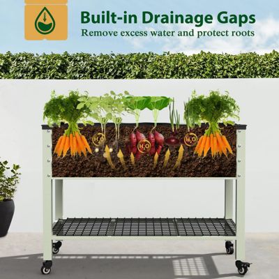 Image showing 5 th Veikous Galvanized Steel Raised Garden Bed with Wheels, Liner and Drainage Function, Light Green